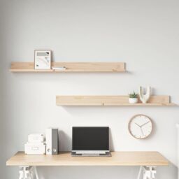 Berkfield Home Wall Shelves 2 pcs 110x11x9 cm Solid Wood Pine in Brown - Size: 110 x 11 x 9 cm - thumbnail 5