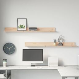 Berkfield Home Wall Shelves 2 pcs 110x11x9 cm Solid Wood Pine in Brown - Size: 110 x 11 x 9 cm