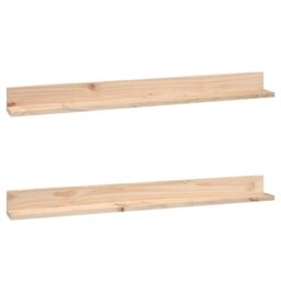Berkfield Home Wall Shelves 2 pcs 110x11x9 cm Solid Wood Pine in Brown - Size: 110 x 11 x 9 cm - thumbnail 2