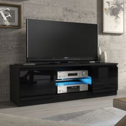 Mex Furniture LTD TV Unit with LED Lighting & Gloss Doors / 120cm in Black - thumbnail 5