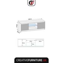 Mex Furniture LTD TV Unit with LED Lighting & Gloss Doors / 120cm in Black - thumbnail 4