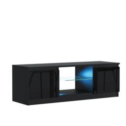 Mex Furniture LTD TV Unit with LED Lighting & Gloss Doors / 120cm in Black - thumbnail 6