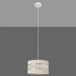 Netlighting Helen Cylindrical Pendant Ceiling Light Ecru Gold White 25cm in Beige - thumbnail 2