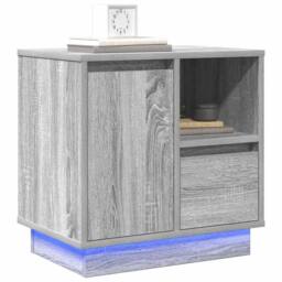 Berkfield Home Modern Bedside Cabinets with LED 2 pcs Grey Sonoma 50x34, 5x50 cm - thumbnail 1