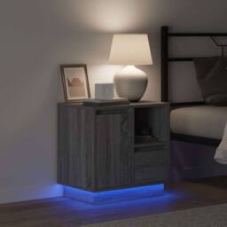 Berkfield Home Modern Bedside Cabinets with LED 2 pcs Grey Sonoma 50x34, 5x50 cm - thumbnail 5