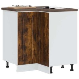 Berkfield Home Kitchen Corner Base Cabinet¬†Porto Smoked Oak Engineered Wood in Brown