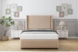 "Sloomy Stratford Plush Divan Set 2 Drawers-54"" Wingback-Footboard in Stone - Size: Double" - thumbnail 2