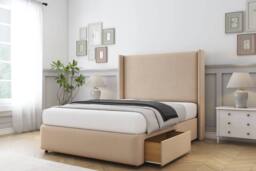 "Sloomy Stratford Plush Divan Set 2 Drawers-54"" Wingback-Footboard in Stone - Size: Double" - thumbnail 1
