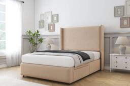 "Sloomy Stratford Plush Divan Set 2 Drawers-54"" Wingback-Footboard in Stone - Size: Double" - thumbnail 3