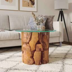 Berkfield Home Coffee Table Solid Teak Driftwood 60 cm in Brown - thumbnail 2