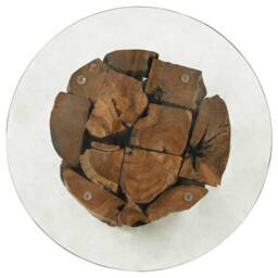 Berkfield Home Coffee Table Solid Teak Driftwood 60 cm in Brown - thumbnail 5