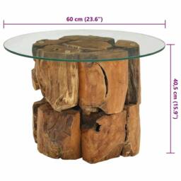 Berkfield Home Coffee Table Solid Teak Driftwood 60 cm in Brown - thumbnail 9