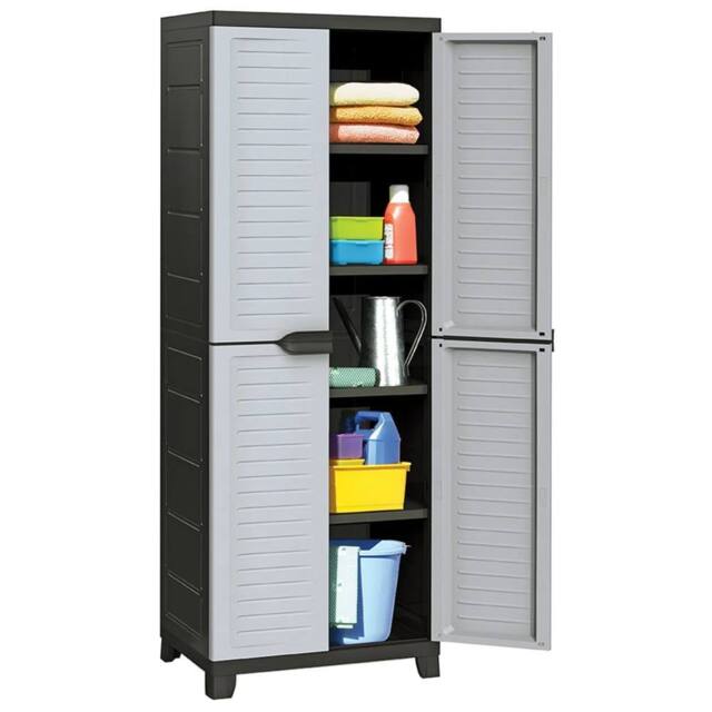 Berkfield Home Plastic Cabinet 65x45x181 cm in Grey - Size: 65 x 45 x 181 cm - image 1