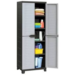 Berkfield Home Plastic Cabinet 65x45x181 cm in Grey - Size: 65 x 45 x 181 cm