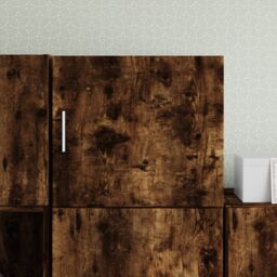 Berkfield Home Wall Cabinet Smoked Oak 45x42.5x40 cm Engineered Wood in Brown - thumbnail 1