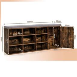 Costway Shoe Storage Bench 3-Tier Entryway Bench with Padded Cushion in Brown - thumbnail 2