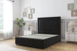 "Comfort Beds Anna Plush Divan Base 4 Drawers - 54"" Headboard-Footboard in Black - Size: Super King" - thumbnail 2