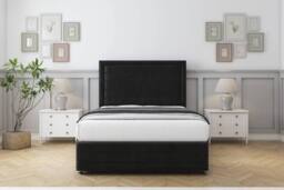 "Comfort Beds Anna Plush Divan Base 4 Drawers - 54"" Headboard-Footboard in Black - Size: Super King" - thumbnail 3