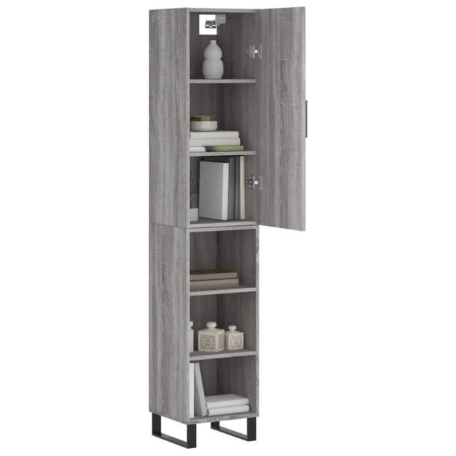 Berkfield Home Highboard Grey Sonoma 34.5x34x180 cm Engineered Wood - image 1