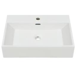 Berkfield Home Basin with Faucet Hole Ceramic White 60.5x42.5x14.5 cm - thumbnail 3