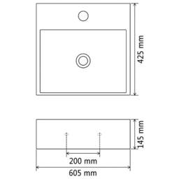 Berkfield Home Basin with Faucet Hole Ceramic White 60.5x42.5x14.5 cm - thumbnail 6