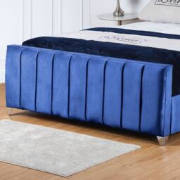 UK Bed Furniture Lisburn Slatted Base Upholstered Bed with 48 Inch Headboard in Blue - Size: Super King - thumbnail 3