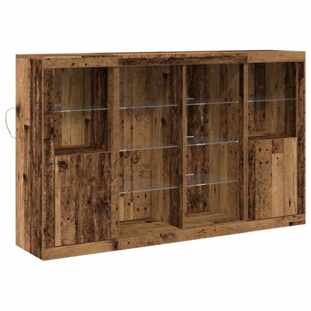 Berkfield Home Sideboard with LED Lights Old Wood 163x37x100 cm Engineered Wood in Brown - Size: 163 x 37 x 100 cm - image 1