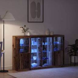 Berkfield Home Sideboard with LED Lights Old Wood 163x37x100 cm Engineered Wood in Brown - Size: 163 x 37 x 100 cm - thumbnail 5