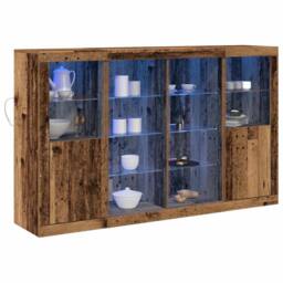 Berkfield Home Sideboard with LED Lights Old Wood 163x37x100 cm Engineered Wood in Brown - Size: 163 x 37 x 100 cm - thumbnail 3