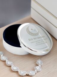 Personalised Memento Company Personalised Eid & Ramadan Round Trinket Box in Metallic Silver - thumbnail 4