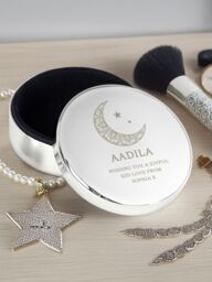 Personalised Memento Company Personalised Eid & Ramadan Round Trinket Box in Metallic Silver - thumbnail 5