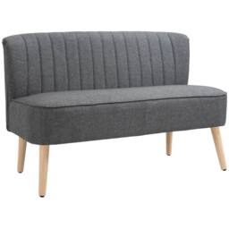 HOMCOM 117cm Loveseat Sofa 2 Seater Sofa with Padded Seat, Grey - thumbnail 2