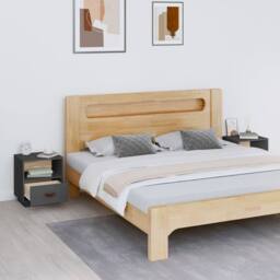 Berkfield Home Bedside Cabinets 2 pcs Grey 40x34x45 cm Solid Wood Pine - Size: 40 x 34 x 45 cm - thumbnail 3