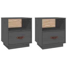 Berkfield Home Bedside Cabinets 2 pcs Grey 40x34x45 cm Solid Wood Pine - Size: 40 x 34 x 45 cm