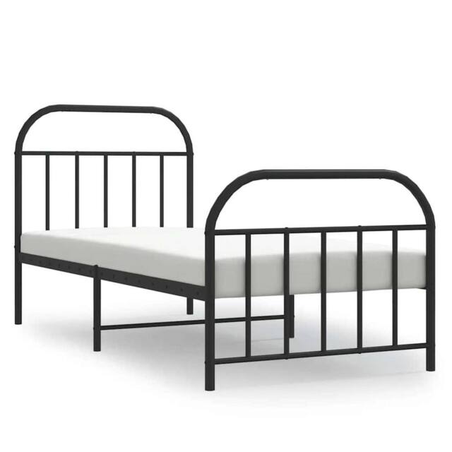 Berkfield Home Metal Bed Frame with Headboard & Footboard Black 90x190 cm Single - image 1