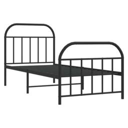 Berkfield Home Metal Bed Frame with Headboard & Footboard Black 90x190 cm Single - thumbnail 3
