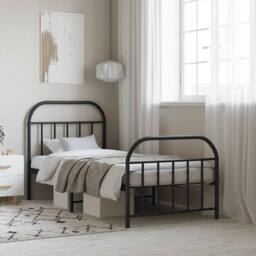 Berkfield Home Metal Bed Frame with Headboard & Footboard Black 90x190 cm Single - thumbnail 2