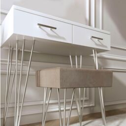 CARME HOME Olivia White Dressing Table & Stool Set - thumbnail 3