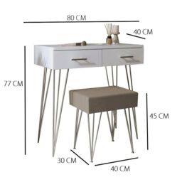 CARME HOME Olivia White Dressing Table & Stool Set - thumbnail 5