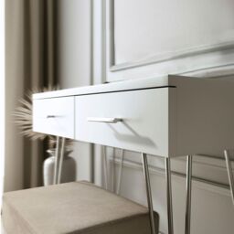 CARME HOME Olivia White Dressing Table & Stool Set - thumbnail 2