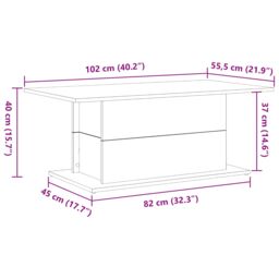 Berkfield Home Coffee Table Black Oak 102x55, 5x40 cm cm Engineered Wood - thumbnail 8