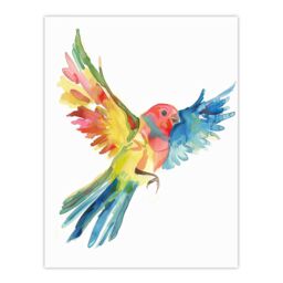 "Artery8 Colourful Parrot Spread Wings Flying Watercolour Wall Art Print - Size: W12"" x H16""" - thumbnail 1