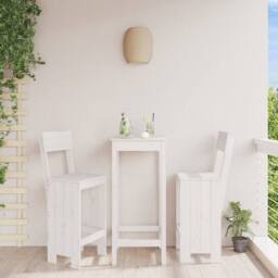 Berkfield Home Beautiful Bar Stools 2 pcs White 40x48.5x115.5 cm Solid Wood Pine - thumbnail 2