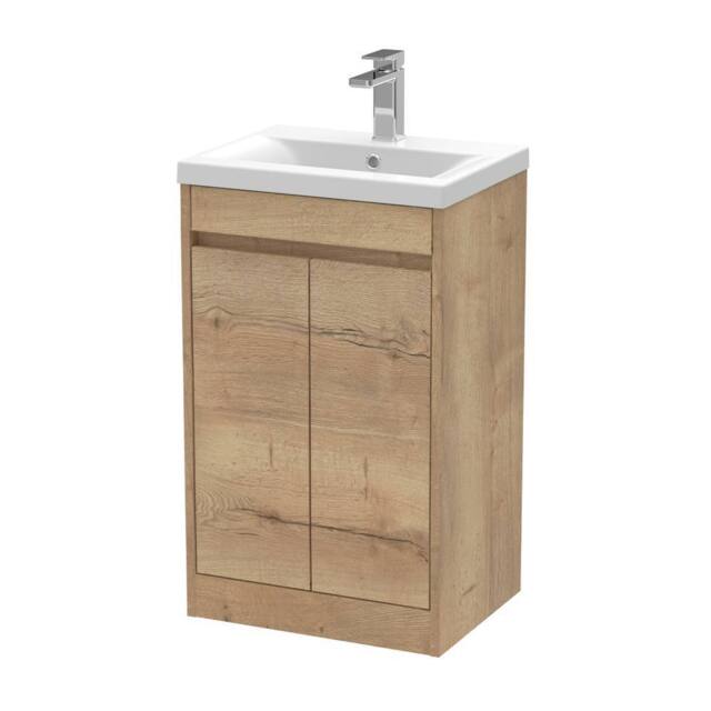 Balterley Chartley 2 Door Vanity Unit, Mid-Edge Basin, 500mm, Autumn Oak in Brown - image 1