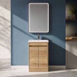 Balterley Chartley 2 Door Vanity Unit, Mid-Edge Basin, 500mm, Autumn Oak in Brown - thumbnail 6
