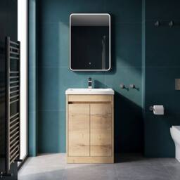 Balterley Chartley 2 Door Vanity Unit, Mid-Edge Basin, 500mm, Autumn Oak in Brown - thumbnail 4