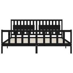 Berkfield Home Bed Frame with Headboard Black 200x200 cm Solid Wood - thumbnail 6