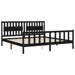 Berkfield Home Bed Frame with Headboard Black 200x200 cm Solid Wood - thumbnail 5