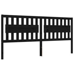 Berkfield Home Bed Frame with Headboard Black 200x200 cm Solid Wood - thumbnail 8