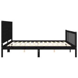 Berkfield Home Bed Frame with Headboard Black 200x200 cm Solid Wood - thumbnail 7
